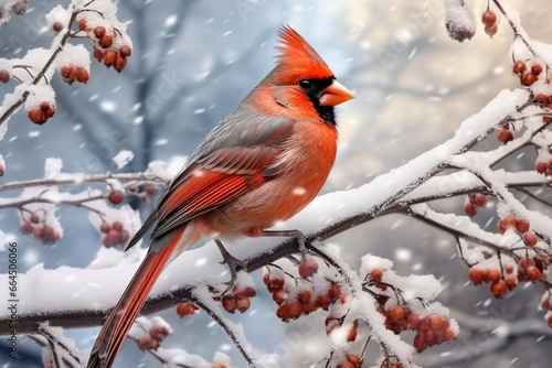 A cardinal perched on a tree branch in late winter.