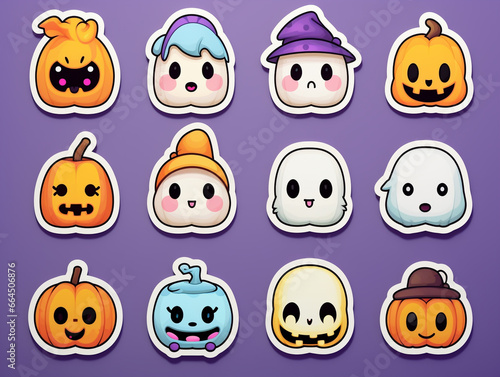 Cartoon stickers set for kids , vector illustration