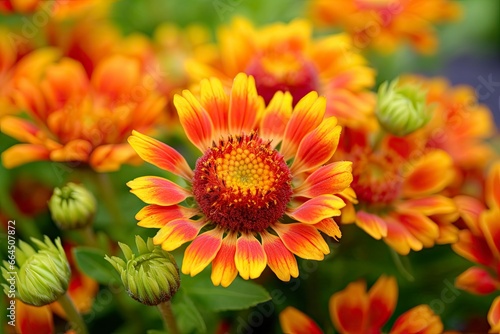 Gaillardia or Blanket Flower. Bright and Colorful Shades of Warm Tones.