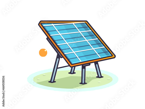 Doodle Solar panel installation, cartoon sticker, sketch, vector, Illustration, minimalistic