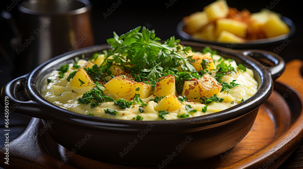 A vibrant bowl of creamy corn chowder garnished with fresh chives, inviting comfort on a cold winter's day