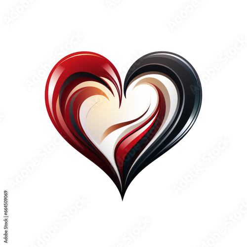 Red and black heart logo on transparent background