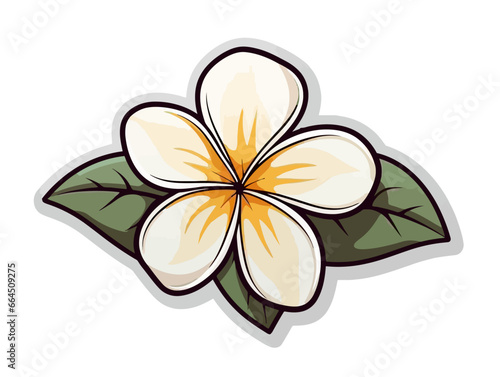Doodle Plumeria flower, cartoon sticker, sketch, vector, Illustration, minimalistic