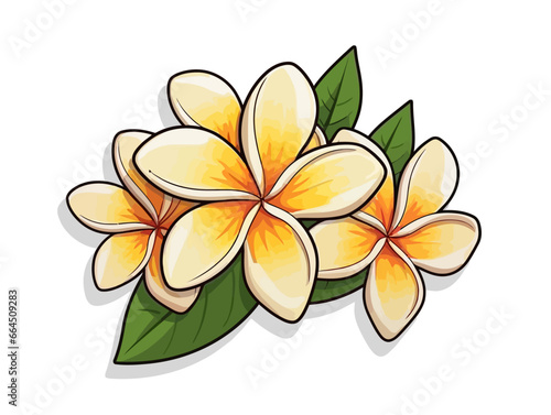 Doodle Plumeria flower, cartoon sticker, sketch, vector, Illustration, minimalistic