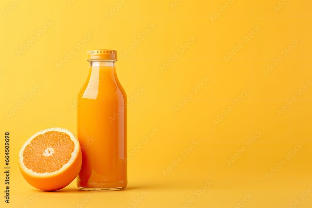 Orange Juice bottle on orange background. Orange Juice bottle on orange background.