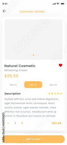 Online Cosmetic Store, Skin Care and Beauty Shop Mobile App with creams, masks, Cleanser, Anti Ageing 