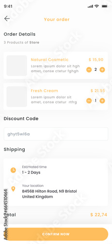 Online Cosmetic Store, Skin Care and Beauty Shop Mobile App with creams, masks, Cleanser, Anti Ageing 