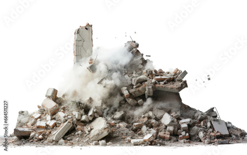 Building Demolish Material Isolated on Transparent Background PNG. photo