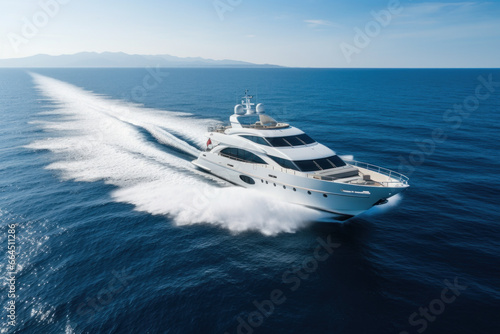 yacht qui navigue à vive allure en mer près des côtes, mer calme ciel bleu photo