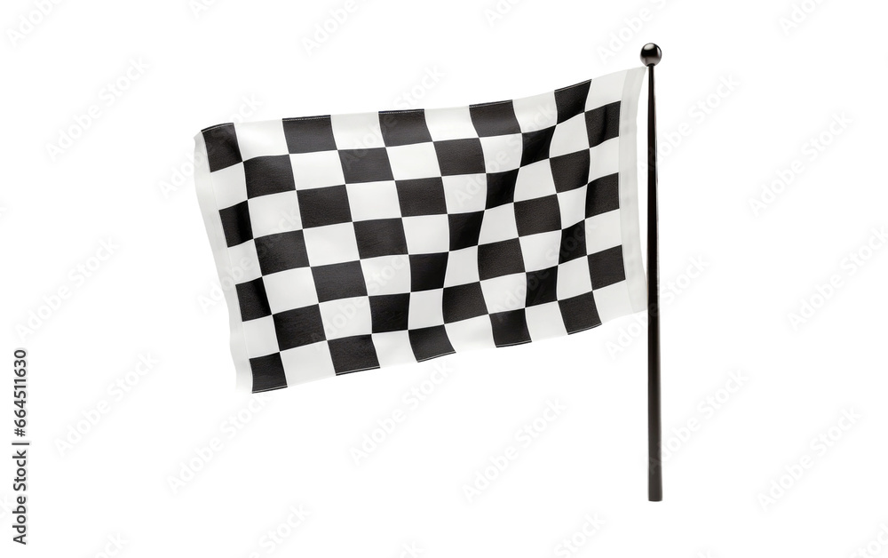 Splendid White and Black Checkered Finish Flag Isolated on Transparent Background PNG.