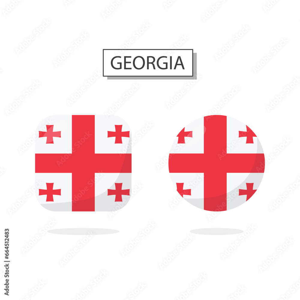 Flag of Georgia 2 Shapes icon 3D cartoon style.