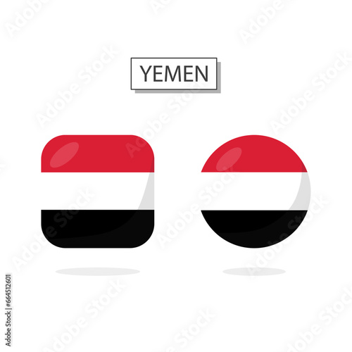 Free Download Flag of Yemen 2 Shapes icon 3D cartoon style. - GFXLoad