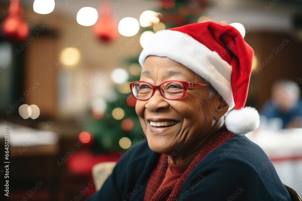 Portrait of a festive elderly woman in the nursing home Portrait of a festive elderly woman in the nursing home