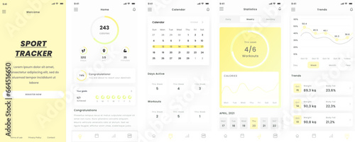 Sports Tracker, Health Habits and Weight Loss Tracking Mobile App UI Kit Template
