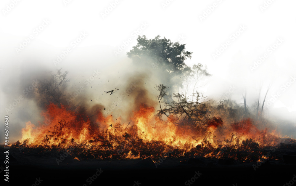 Burning Image of Forest Isolated on Transparent Background PNG.