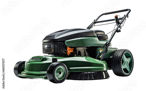 Splendid Green Lawn Mower Isolated on Transparent Background PNG. photo