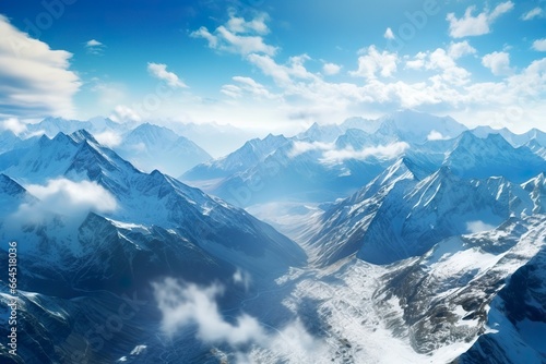 The beauty of a majestic and snow capped mountain range, with rugged peaks.