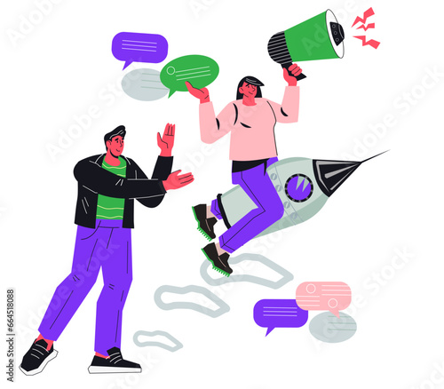 Business and entrepreneurship support, startup and business incubator. Startup and new project launch, business accelerator flat cartoon vector illustration isolated on white background.