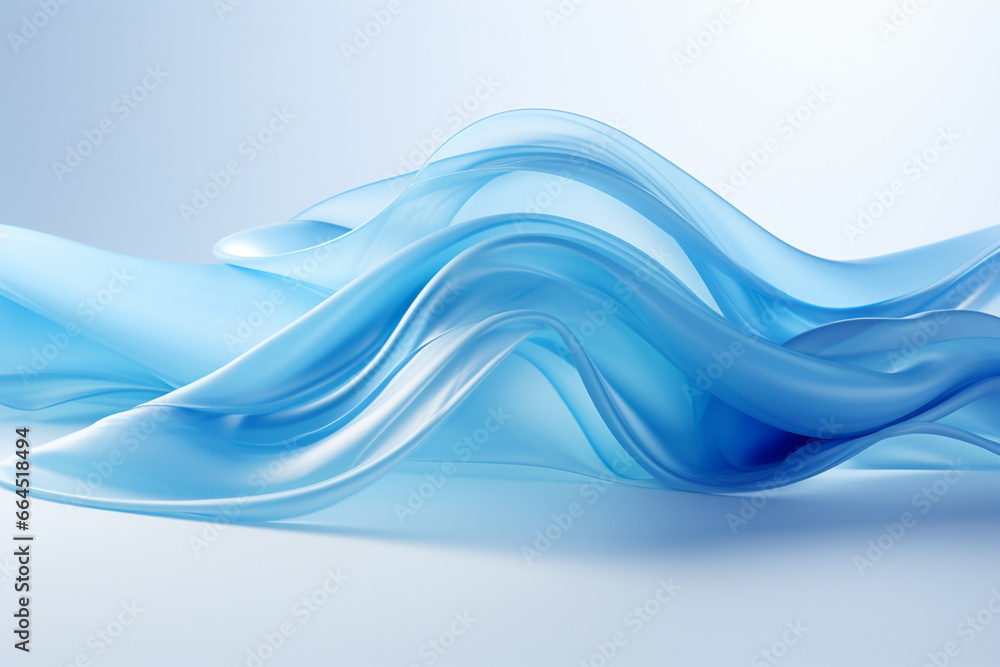 Naklejka premium Abstract blue background with smooth wavy silk or satin texture