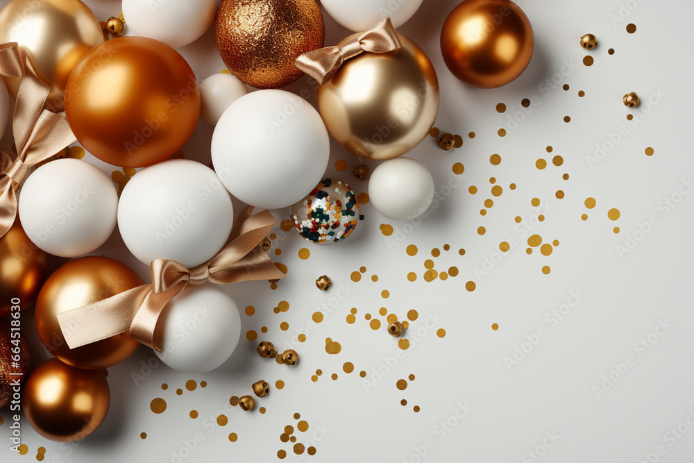 Christmas background with baubles and ribbons. 3d rendering Christmas background with baubles and ribbons. 3d rendering
