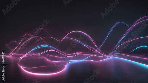 A mesmerizing 3D visualization of energy light lines flowing in a minimalist environment.