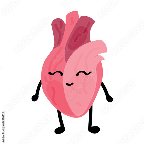 Funny human heart on white background