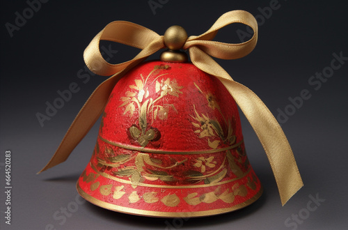 christmas bells with red ribbon photo