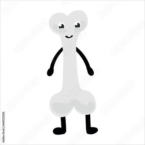 Funny human bone on white background