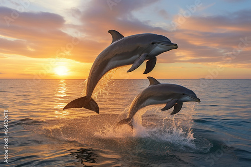 Dolphins swimming in perfect formation, showcasing their unity and the love and creation of harmonious bonds, love and creation © Лариса Лазебная