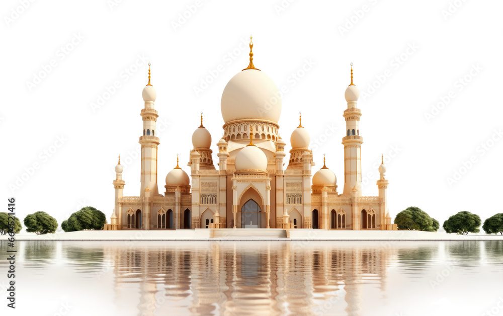 Refraction Of Mosque in Water Isolated on Transparent Background PNG.