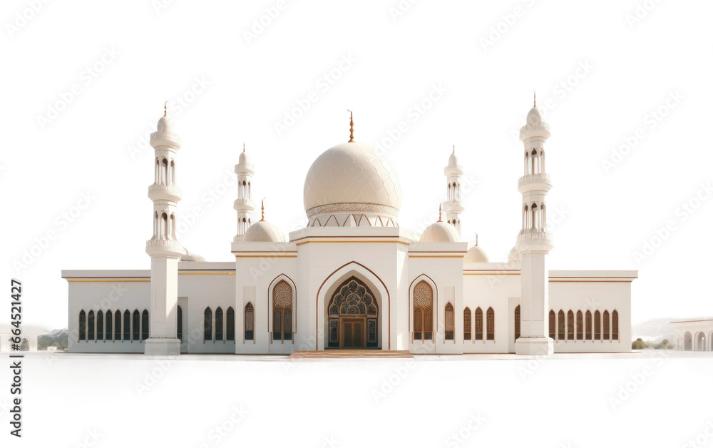 Amazing White Mosque Isolated on Transparent Background PNG.