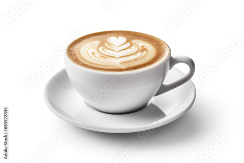 Cappuccino in cup isolated on white background
