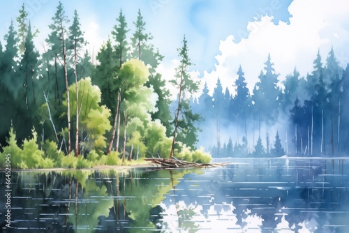 The serenity of a secluded forest lake.