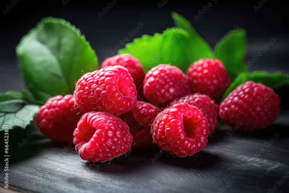 Fresh raspberries on a table close up Fresh raspberries on a table close up