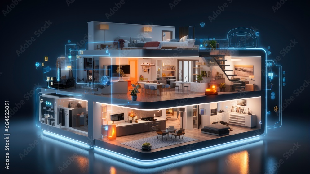 Connected Living, The IoT Revolution in Smart Homes. - obrazy, fototapety, plakaty 