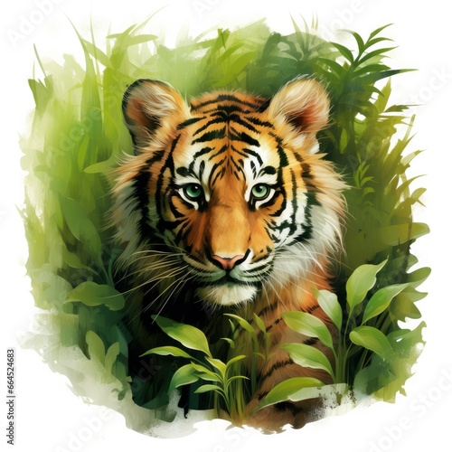 Watercolor Tiger for kids.