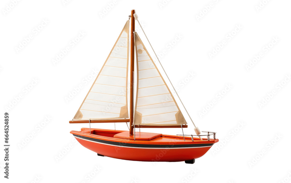Beautiful Toy Sailboat Isolated on Transparent Background PNG.