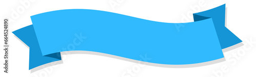 Curved ribbon tag. Empty blue banner template