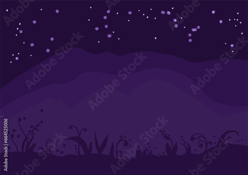 night sky filled with lots of stars  2d game background  night landscape background  night background  vector