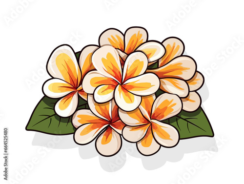 Doodle Plumeria lei, cartoon sticker, sketch, vector, Illustration, minimalistic