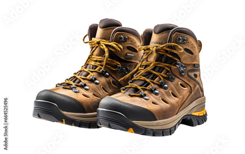 Comfortable Brown Hiking Boots Isolated on Transparent Background PNG.