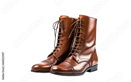 Shining Brown Horse Riding Boots Isolated on Transparent Background PNG.