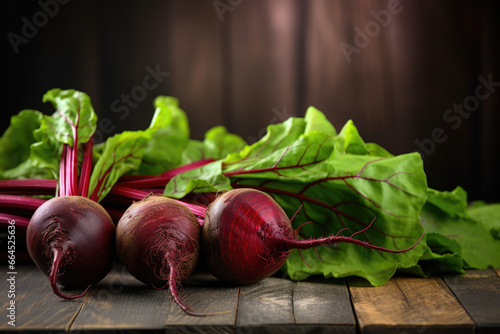 Beetroots on the wooden table	close up