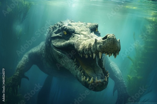 Underwater crocodile. Generative AI