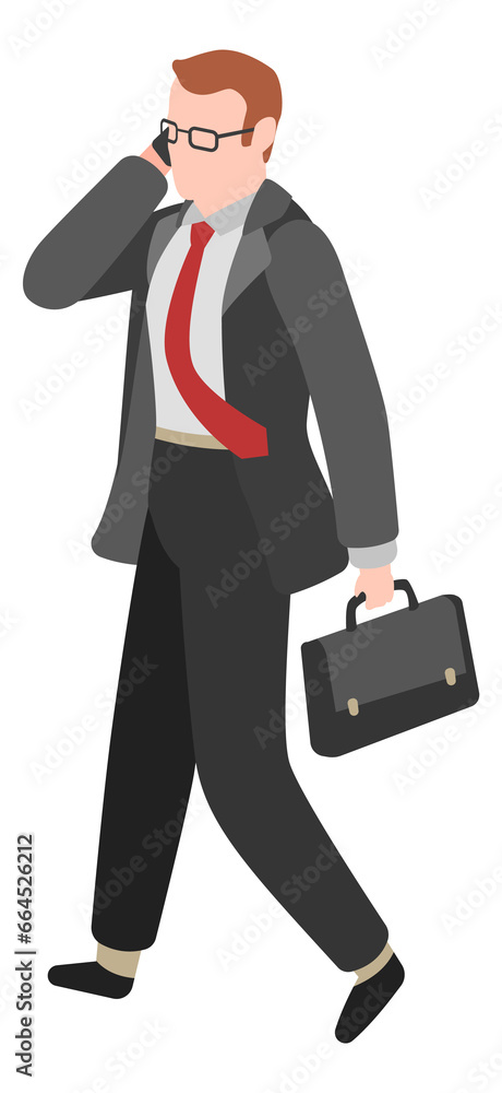 Walking businessman making phone call. Busy man working Walking businessman making phone call. Busy man working