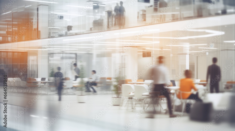 Blurred business people working in office interior Blurred business people working in office interior