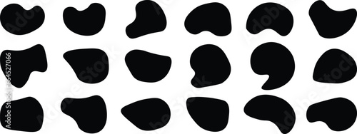 Abstract black blob shape organic set. Simple fluid circle shape, trendy wrap circle, blob shape element collection. Blob color collection