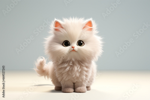 Persian cat on a white background. Adorable 3D cartoon animal close-up portrait. photo