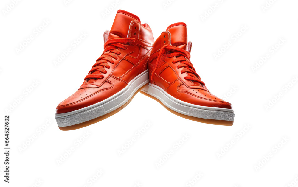 Pair of Red Jumping Shoes Isolated on Transparent Background PNG.