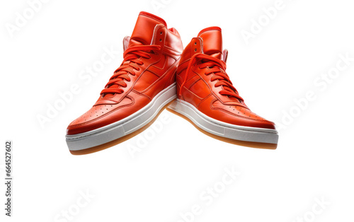 Pair of Red Jumping Shoes Isolated on Transparent Background PNG.